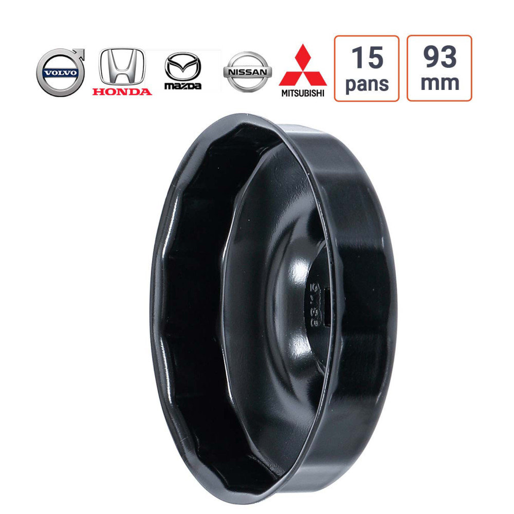 Cloche à filtre à huile 15 pans 93 mm pour Honda, Mazda, Mitsubishi, Nissan, Volvo