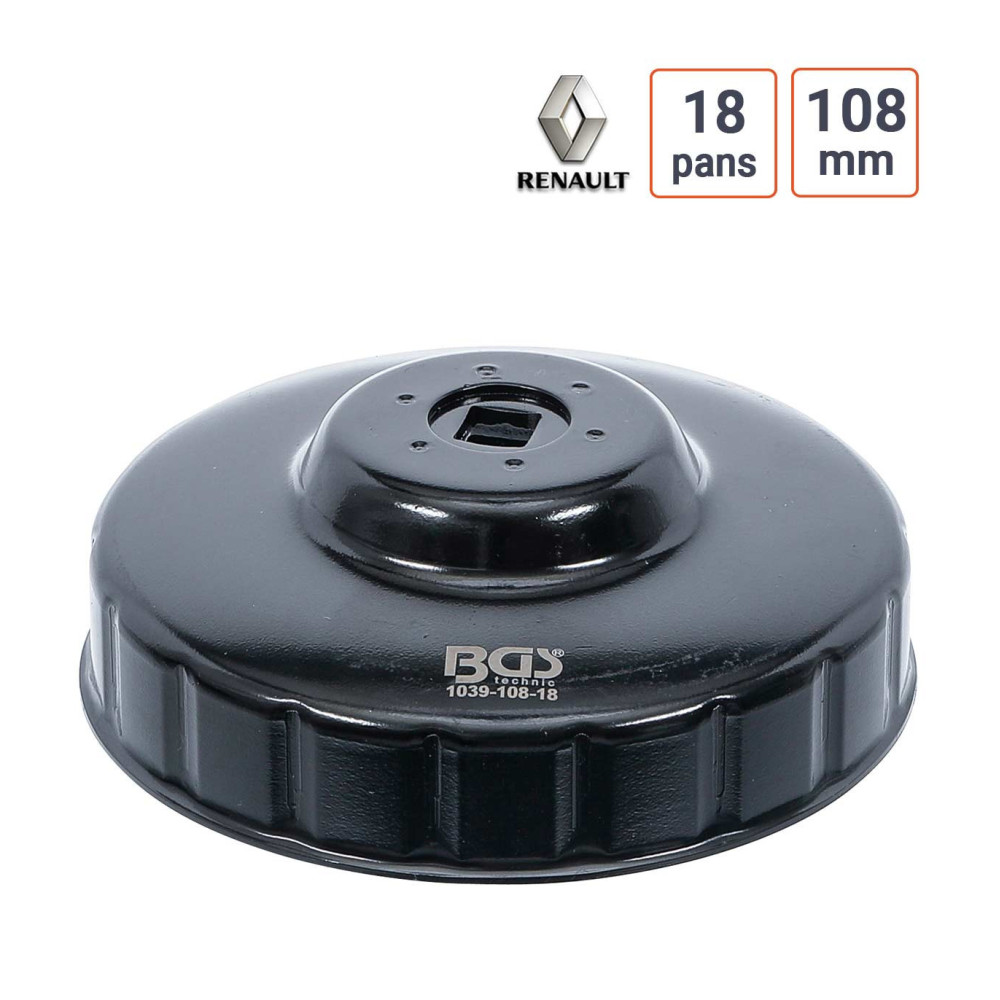 Cloche à filtre à huile 18 pans 108 mm pour Renault