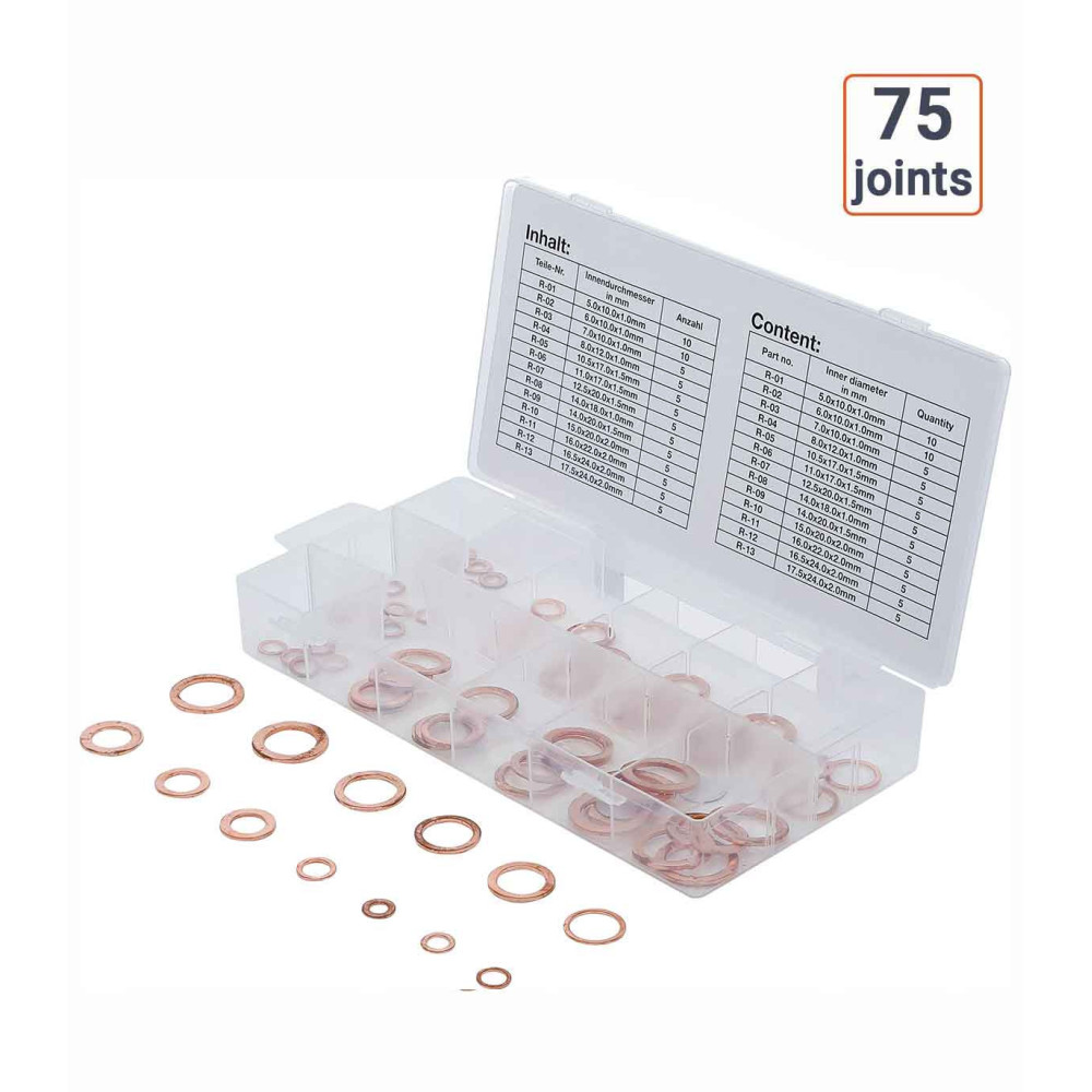 Coffret de 75 joints en cuivre pour vidange