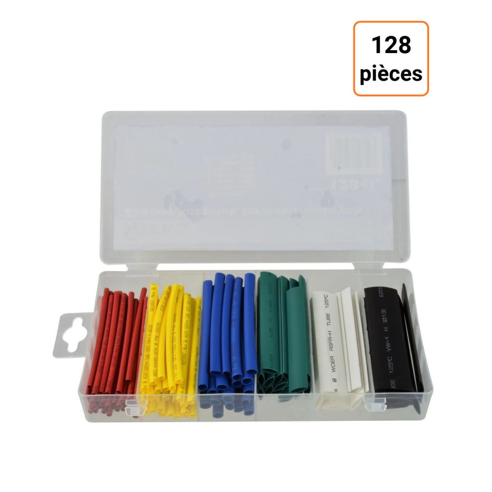 Coffret de 128 gaines thermorétractables assorties