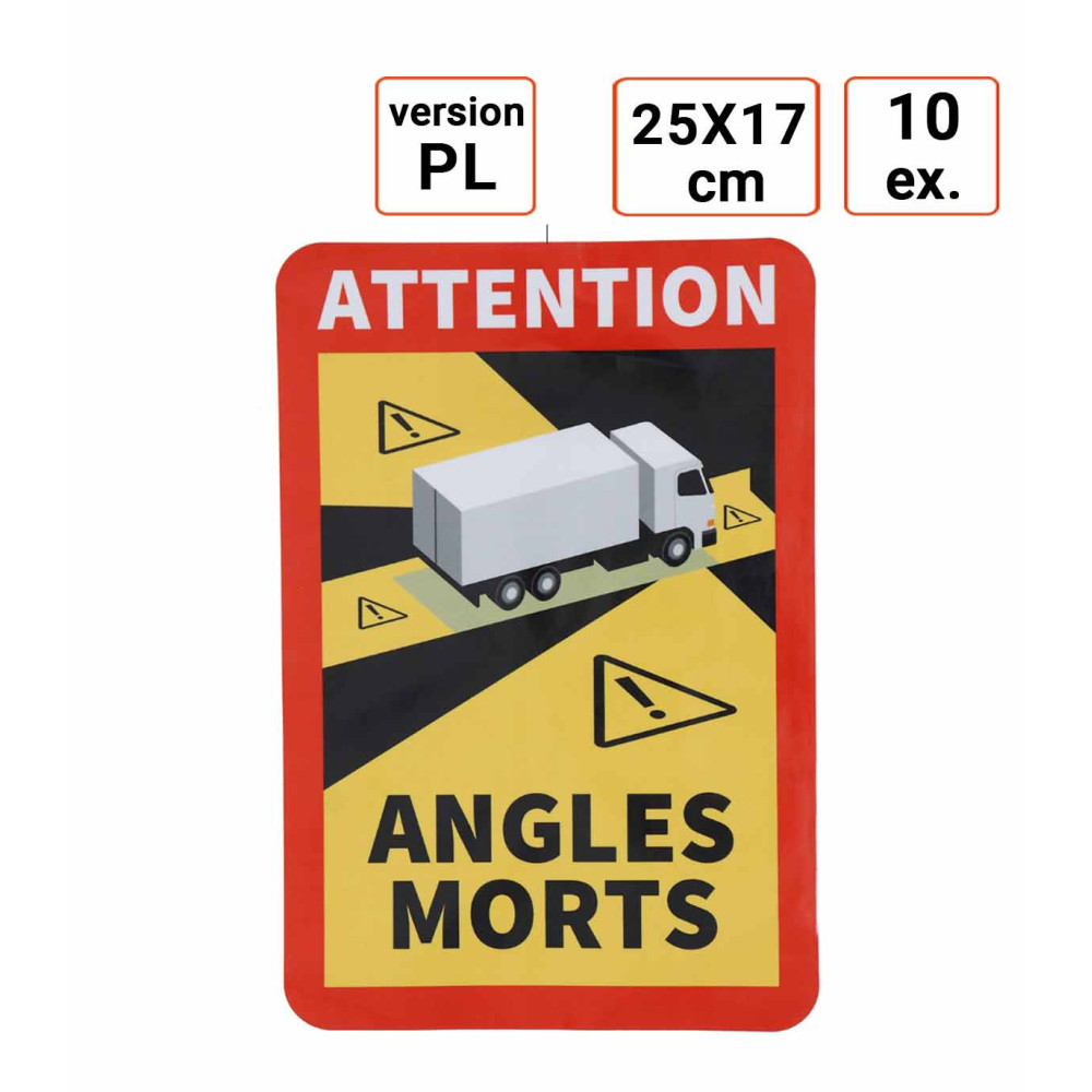 Adhésif ANGLES MORTS pour Poids-Lourds vendu par 10 ex.