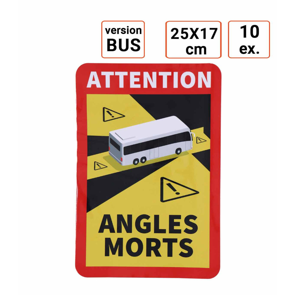 Adhésif ANGLES MORTS pour BUS vendu par 10 ex.