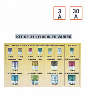 Coffret de 310 fusibles voiture STANDARD et MINI tableau