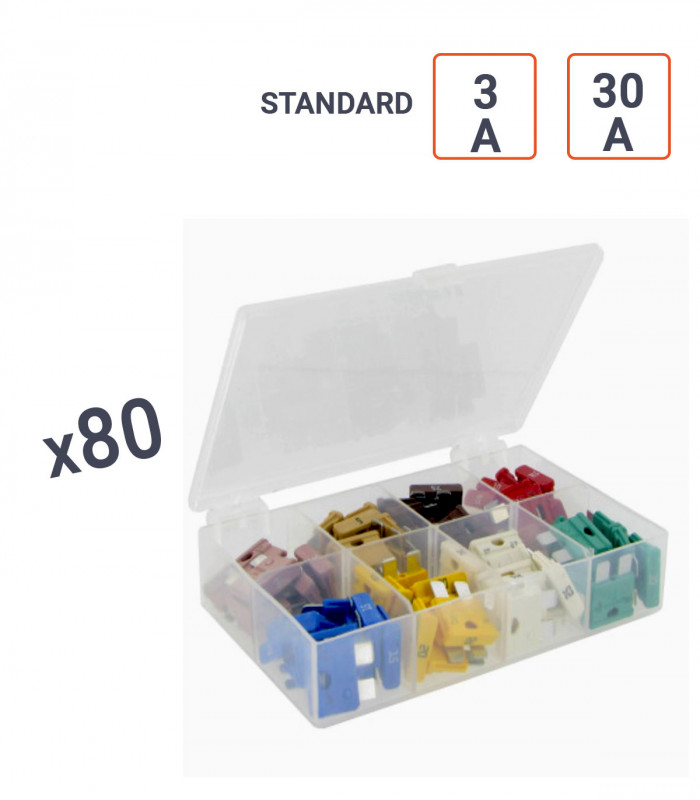 Coffret de 80 fusibles voiture STANDARD