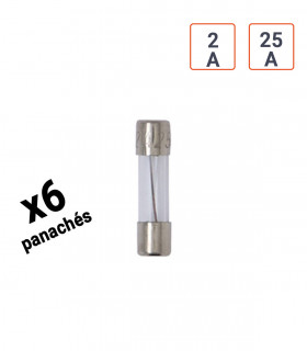 Pack de fusible voiture VERRE de 2A à 25A - vendu par 6 ex.