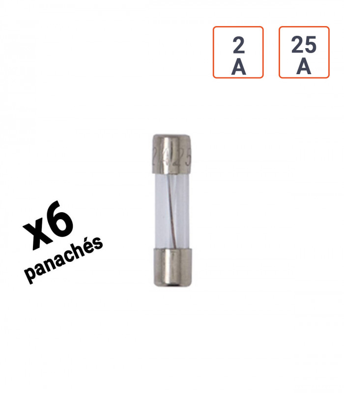 Pack de fusible voiture VERRE de 2A à 25A - vendu par 6 ex.