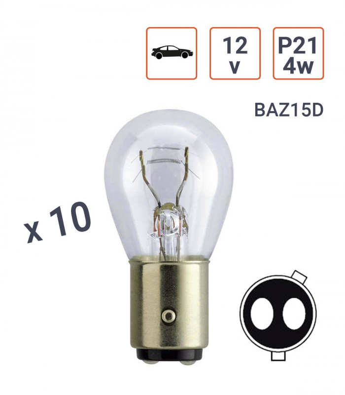 Ampoule 12V P21 4W Culot BAZ15D - Boite de 10 ex.