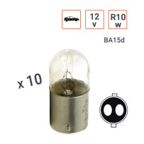 Ampoule R10W 12V tube Culot BA15D - boite de 10 ex.