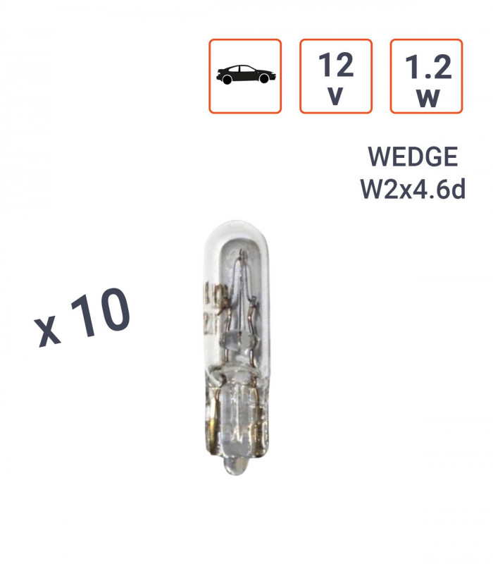 Ampoule Wedge 12V 1.2W Culot W2x4.6D - Boite de 10 ex.
