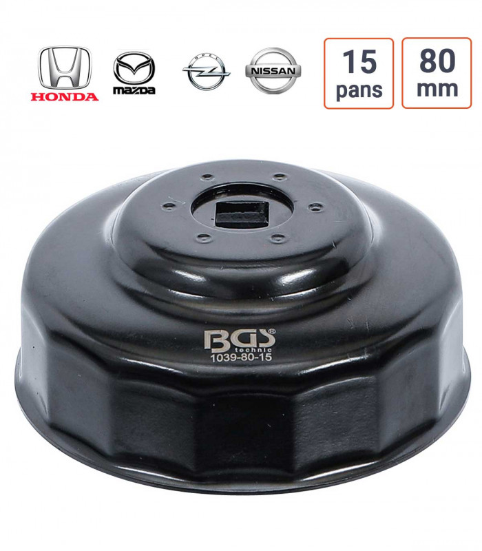 Cloche à filtre à huile 15 pans 80 mm pour Honda, Mazda, Nissan, Opel