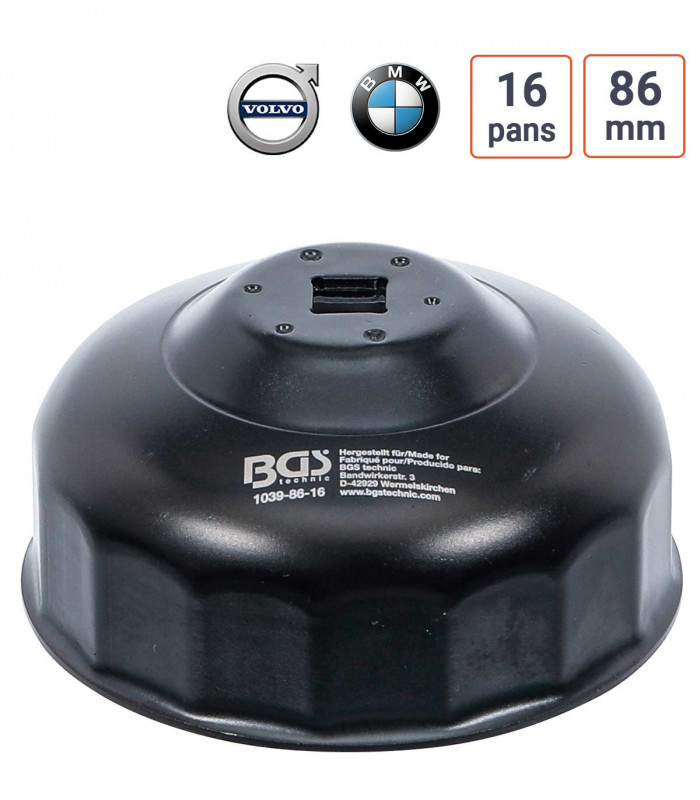 Cloche à filtre à huile 16 pans 86 mm pour BMW, Volvo