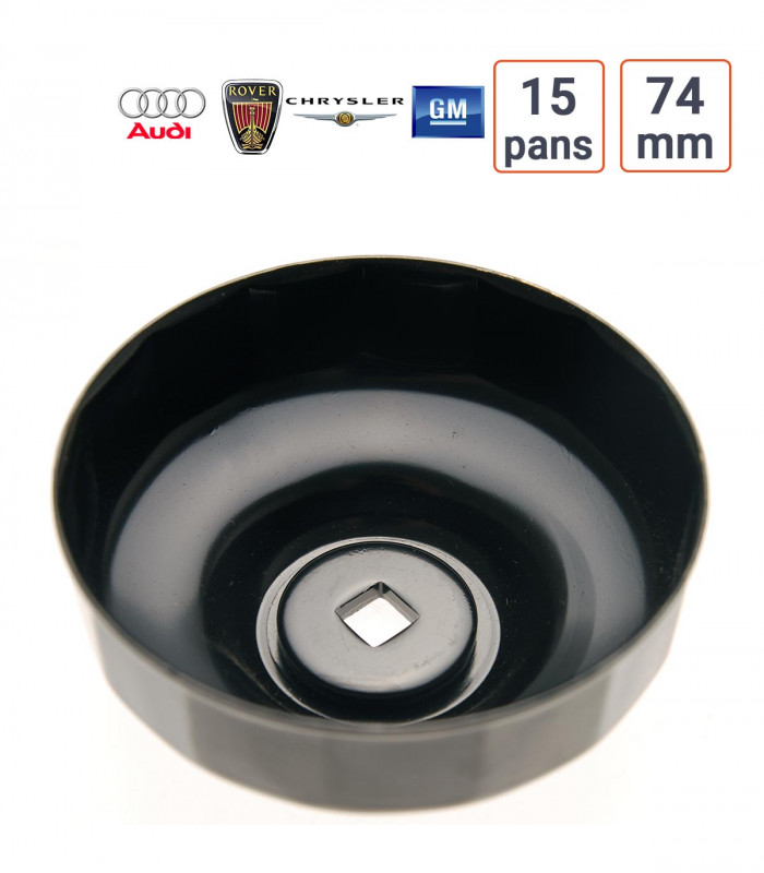 Cloche à filtre à huile 15 pans 74 mm pour Audi, Chrysler, GM, Rover