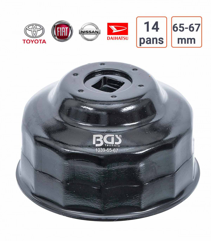 Cloche à filtre à huile 14 pans et 65 - 67 mm pour Daihatsu, Fiat, Nissan, Toyota