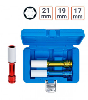 Coffret Douilles à choc 1/2 Extra Longues 150 mm 17 19 21 mm