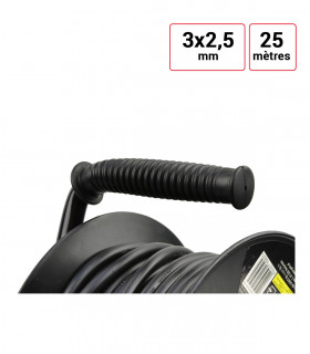 Enrouleur électrique 25 mètres - 3 x 2,5 mm2 avec poignée