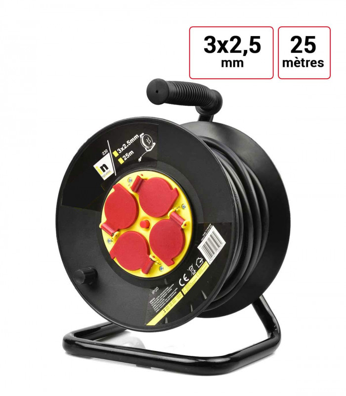 Enrouleur électrique 25 mètres - 3 x 2,5 mm2