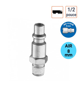 Embout de Gonflage 1/2 Male et air 8 mm type ISO 6150B