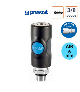 Raccord Rapide Prevost S1 passage air 6mm Mâle 3/8 pouce