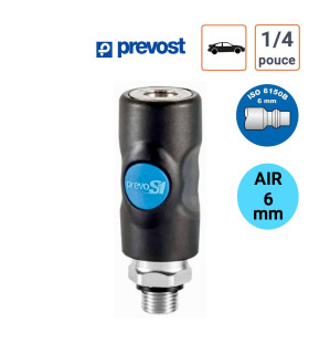 Raccord Rapide Prevost S1 passage air 6mm Mâle 1/4 pouce