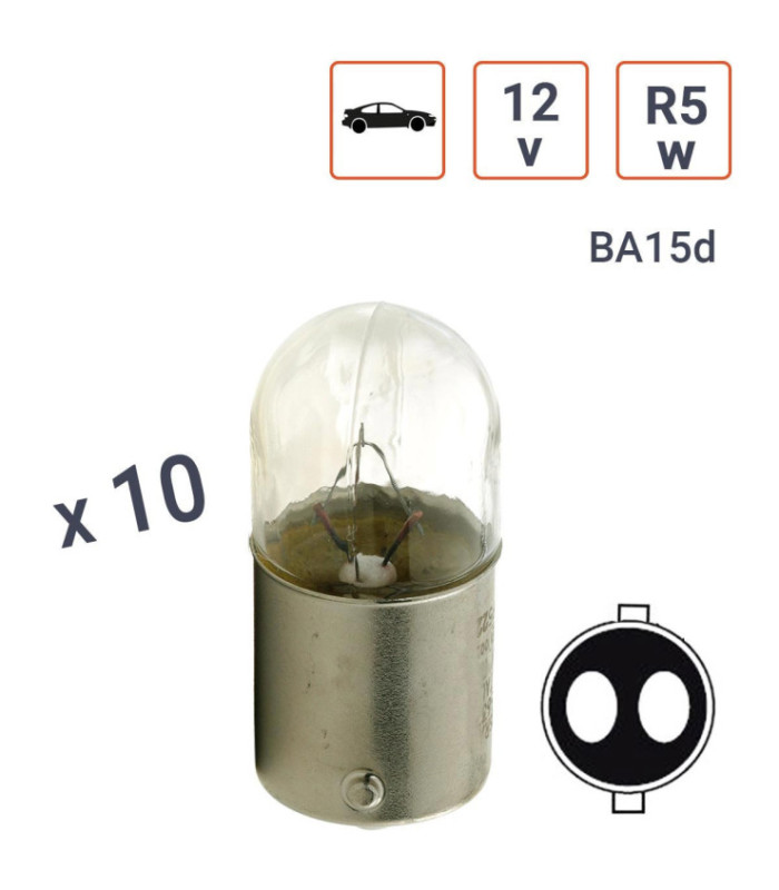 Ampoule R5W 12V Tube Culot BA15D - Boite de 10 ex.