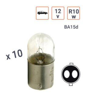 Ampoule R10W 12V tube Culot BA15D - boite de 10 ex.