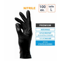 Gants jetables nitriles PREMIUM spécial automobile - taille L - boite de 100 gants