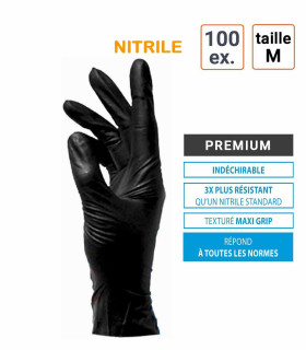 Gants jetables nitriles PREMIUM spécial automobile - taille M - boite de 100 gants