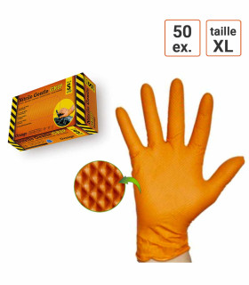 Gants Nitrile ORANGE taille XL Extra Grip boite de 50 gants