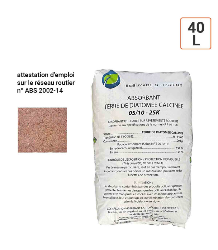 Absorbant Terre de Diatomée sac de 40 Litres