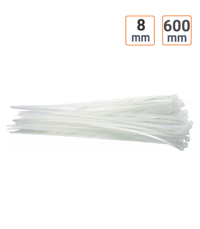 Colliers plastique type Colson Rizlan 8 mm x 600 mm par 20 ex.