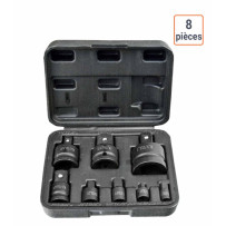 Coffret de 8 adaptateurs réducteurs à chocs vers 1/4 3/8 1/2 et 1 pouce