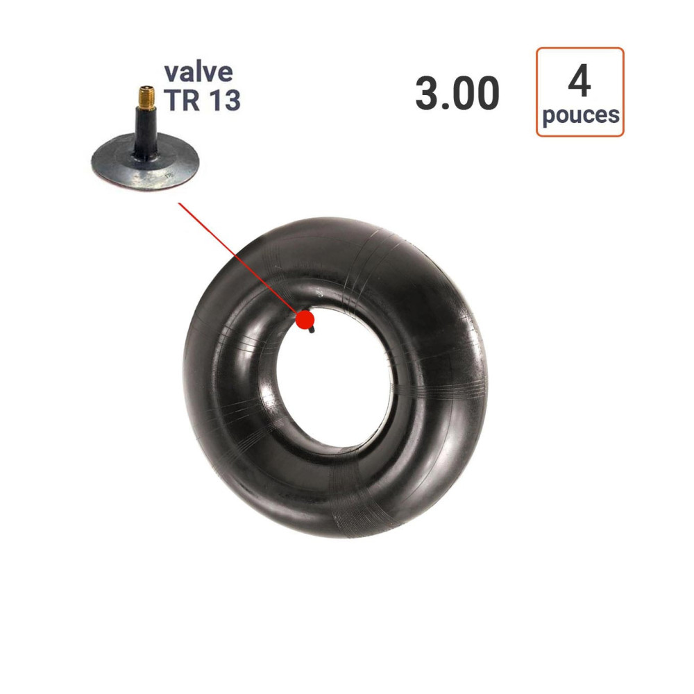 Chambre à Air 3.00-4 ou 300/400-4 valve coudée TR13