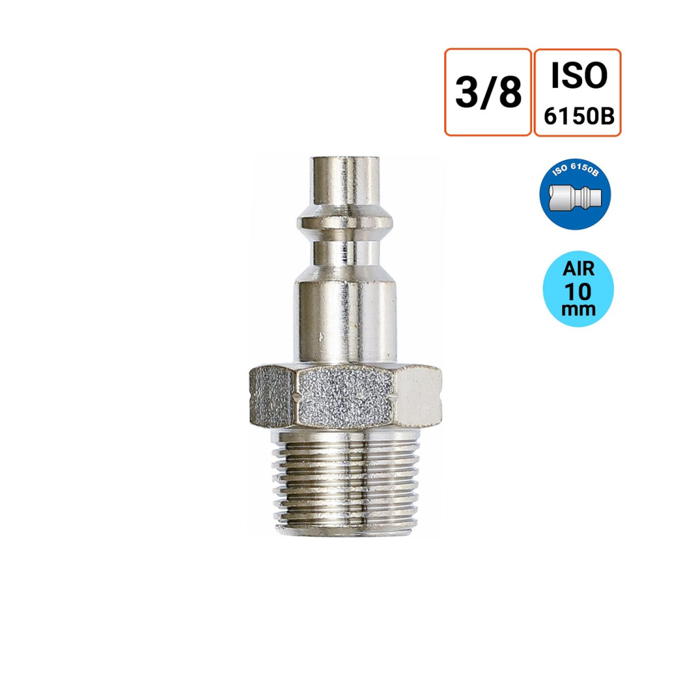 Raccord rapide à air comprimé, filetage mâle 10 mm (3/8")